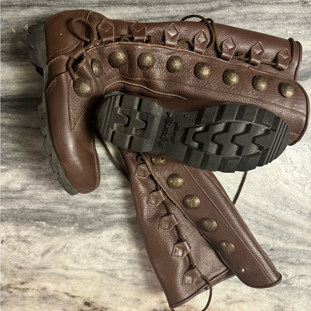 Son of Sandler brown leather 10 tie boots